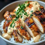Chicken & Rice Bowls With Creamy Garlic Sauce
