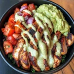 Chipotle Lime Chicken Bowl With Avocado Crema