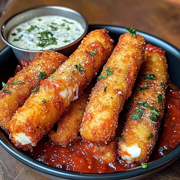 Crispy Mozzarella Sticks With Marinara Sauce & Creamy Dip