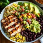 Grilled Chicken Burrito Bowls with Avocado Salsa