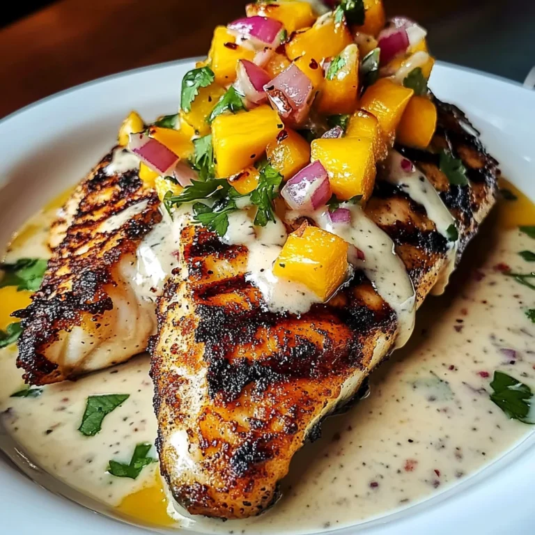 Grilled Fish With Mango Salsa & Creamy Sauce