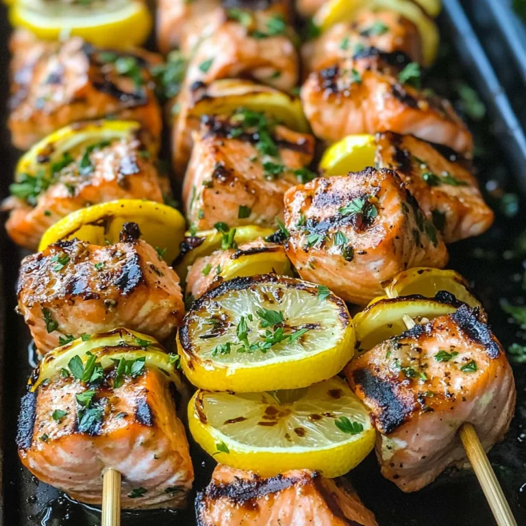 Grilled Salmon Skewers with Garlic and Dijon