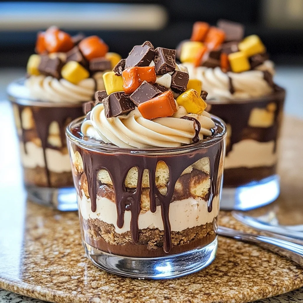 Mini Reese's Chocolate Peanut Butter Cheesecake Trifles