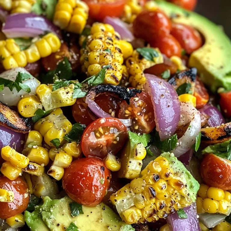 Charred Corn Avocado Salad with Roasted Red Onions