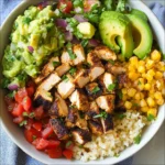 Grilled Chicken Burrito Bowls with Avocado Salsa