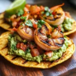 Grilled Shrimp Tostadas with Guacamole & Pico de Gallo
