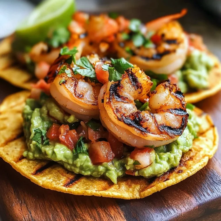 Grilled Shrimp Tostadas with Guacamole & Pico de Gallo