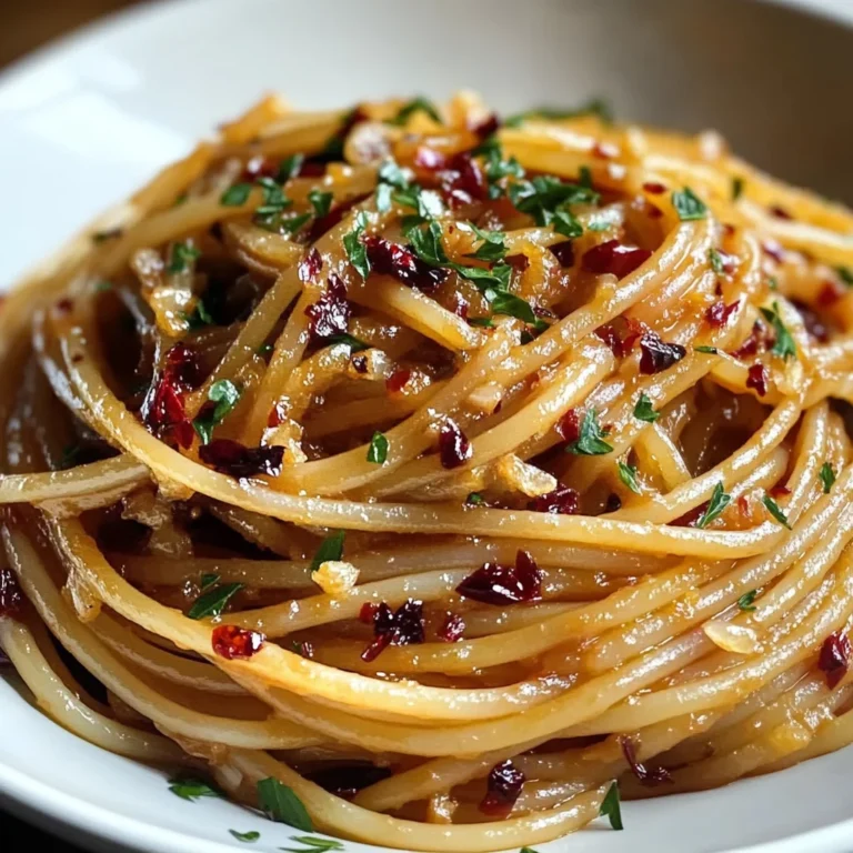 Caramelized Onion Pasta with Chilli Oil